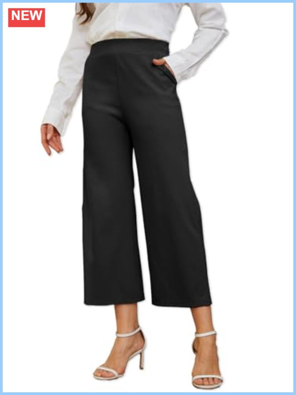 Women's Wide Leg Capri Pants High Waisted Crop Palazzo Summer Work Trousers